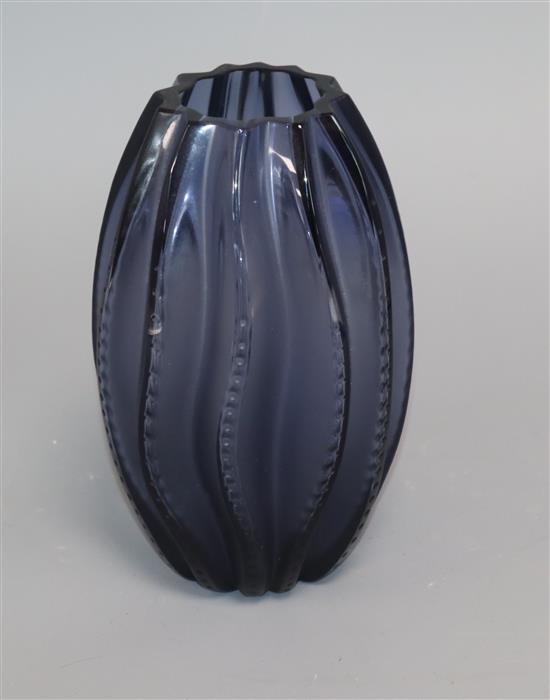A Lalique black glass vase height 18cm
